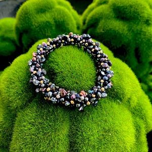 Meredith Frederick multi stone onyx roll on bracelet